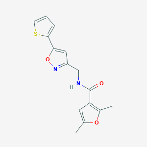 molecular formula C15H14N2O3S B2949077 2,5-dimethyl-N-((5-(thiophen-2-yl)isoxazol-3-yl)methyl)furan-3-carboxamide CAS No. 1207014-19-4