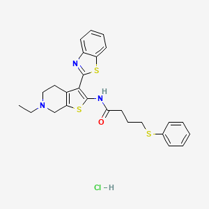 N-(3-(benzo[d]thiazol-2-yl)-6-ethyl-4,5,6,7-tetrahydrothieno[2,3-c]pyridin-2-yl)-4-(phenylthio)butanamide hydrochloride