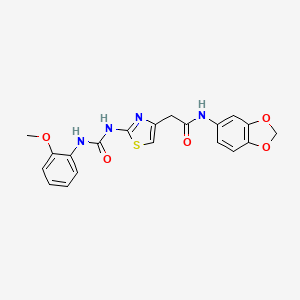 N-(benzo[d][1,3]dioxol-5-yl)-2-(2-(3-(2-methoxyphenyl)ureido)thiazol-4-yl)acetamide