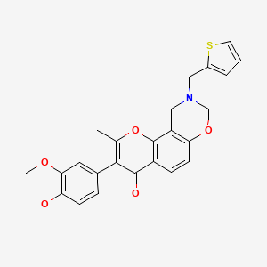 3-(3,4-dimethoxyphenyl)-2-methyl-9-(thiophen-2-ylmethyl)-9,10-dihydrochromeno[8,7-e][1,3]oxazin-4(8H)-one
