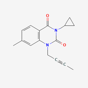 molecular formula C16H16N2O2 B2949105 1-(but-2-yn-1-yl)-3-cyclopropyl-7-methylquinazoline-2,4(1H,3H)-dione CAS No. 2320886-17-5