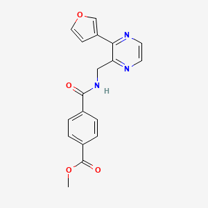 molecular formula C18H15N3O4 B2949115 Methyl 4-(((3-(furan-3-yl)pyrazin-2-yl)methyl)carbamoyl)benzoate CAS No. 2034611-70-4