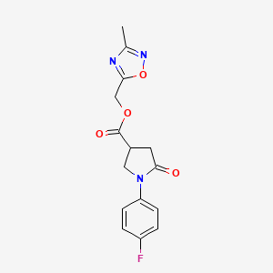 molecular formula C15H14FN3O4 B2949116 (3-Methyl-1,2,4-oxadiazol-5-yl)methyl 1-(4-fluorophenyl)-5-oxopyrrolidine-3-carboxylate CAS No. 1356713-65-9