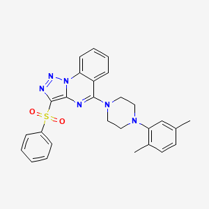 molecular formula C27H26N6O2S B2949128 5-[4-(2,5-Dimethylphenyl)piperazin-1-yl]-3-(phenylsulfonyl)[1,2,3]triazolo[1,5-a]quinazoline CAS No. 893275-14-4