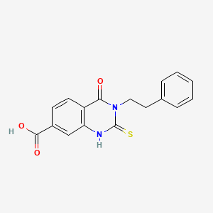 molecular formula C17H14N2O3S B2949137 4-Oxo-3-(2-phenylethyl)-2-sulfanyl-3,4-dihydroquinazoline-7-carboxylic acid CAS No. 422271-07-6