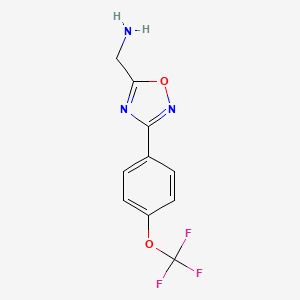 molecular formula C10H9ClF3N3O2 B2949155 1-{3-[4-(Trifluoromethoxy)phenyl]-1,2,4-oxadiazol-5-yl}methanamine CAS No. 847868-59-1