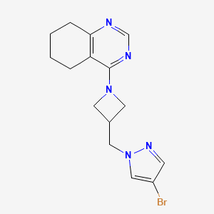 molecular formula C15H18BrN5 B2949173 4-[3-[(4-Bromopyrazol-1-yl)methyl]azetidin-1-yl]-5,6,7,8-tetrahydroquinazoline CAS No. 2415518-49-7