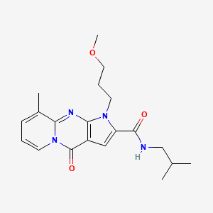 molecular formula C20H26N4O3 B2949176 N-isobutyl-1-(3-methoxypropyl)-9-methyl-4-oxo-1,4-dihydropyrido[1,2-a]pyrrolo[2,3-d]pyrimidine-2-carboxamide CAS No. 900286-07-9