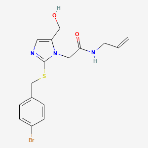 molecular formula C16H18BrN3O2S B2949178 N-allyl-2-(2-((4-bromobenzyl)thio)-5-(hydroxymethyl)-1H-imidazol-1-yl)acetamide CAS No. 921570-00-5