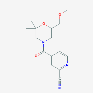 B2949188 4-[6-(Methoxymethyl)-2,2-dimethylmorpholine-4-carbonyl]pyridine-2-carbonitrile CAS No. 2109512-85-6