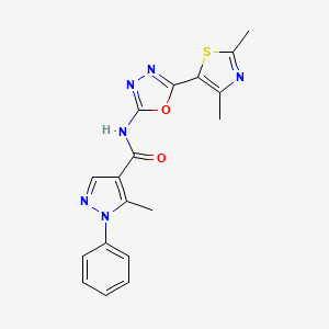 molecular formula C18H16N6O2S B2949197 N-(5-(2,4-dimethylthiazol-5-yl)-1,3,4-oxadiazol-2-yl)-5-methyl-1-phenyl-1H-pyrazole-4-carboxamide CAS No. 1251578-49-0