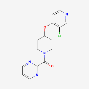 molecular formula C15H15ClN4O2 B2949211 (4-((3-Chloropyridin-4-yl)oxy)piperidin-1-yl)(pyrimidin-2-yl)methanone CAS No. 2034330-69-1