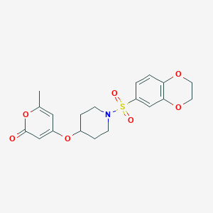 4-((1-((2,3-dihydrobenzo[b][1,4]dioxin-6-yl)sulfonyl)piperidin-4-yl)oxy)-6-methyl-2H-pyran-2-one