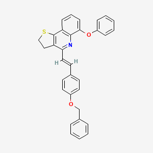 molecular formula C32H25NO2S B2949233 6-phenoxy-4-[(E)-2-(4-phenylmethoxyphenyl)ethenyl]-2,3-dihydrothieno[3,2-c]quinoline CAS No. 860648-71-1
