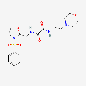 molecular formula C19H28N4O6S B2949250 N1-(2-morpholinoethyl)-N2-((3-tosyloxazolidin-2-yl)methyl)oxalamide CAS No. 874805-94-4