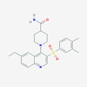 molecular formula C25H29N3O3S B2949252 1-(3-((3,4-Dimethylphenyl)sulfonyl)-6-ethylquinolin-4-yl)piperidine-4-carboxamide CAS No. 887223-28-1