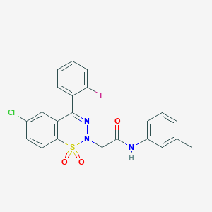 molecular formula C22H17ClFN3O3S B2949253 2-[6-chloro-4-(2-fluorophenyl)-1,1-dioxido-2H-1,2,3-benzothiadiazin-2-yl]-N-(3-methylphenyl)acetamide CAS No. 1031669-99-4