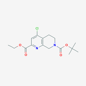 molecular formula C16H21ClN2O4 B2949254 7-(Tert-butyl) 2-ethyl 4-chloro-5,8-dihydro-1,7-naphthyridine-2,7(6h)-dicarboxylate CAS No. 1884203-25-1
