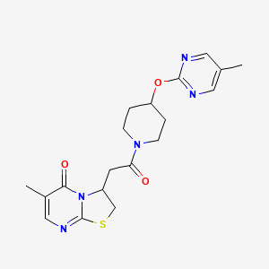 molecular formula C19H23N5O3S B2949261 6-Methyl-3-[2-[4-(5-methylpyrimidin-2-yl)oxypiperidin-1-yl]-2-oxoethyl]-2,3-dihydro-[1,3]thiazolo[3,2-a]pyrimidin-5-one CAS No. 2380098-53-1