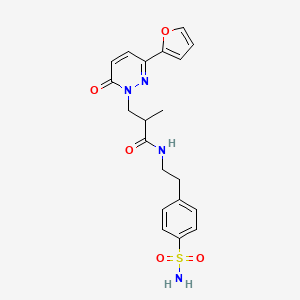 molecular formula C20H22N4O5S B2949263 3-(3-(furan-2-yl)-6-oxopyridazin-1(6H)-yl)-2-methyl-N-(4-sulfamoylphenethyl)propanamide CAS No. 1286710-31-3