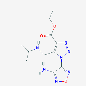 molecular formula C11H17N7O3 B2949265 ethyl 1-(4-amino-1,2,5-oxadiazol-3-yl)-5-[(isopropylamino)methyl]-1H-1,2,3-triazole-4-carboxylate CAS No. 296789-93-0