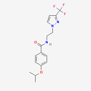 molecular formula C16H18F3N3O2 B2949267 4-isopropoxy-N-(2-(3-(trifluoromethyl)-1H-pyrazol-1-yl)ethyl)benzamide CAS No. 1448030-21-4