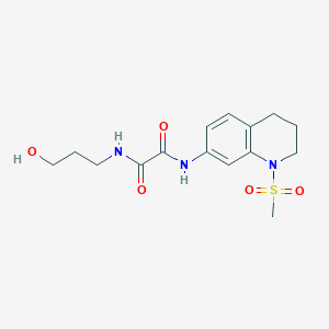 molecular formula C15H21N3O5S B2949271 N-(3-羟基丙基)-N'-(1-甲基磺酰基-3,4-二氢-2H-喹啉-7-基)草酰胺 CAS No. 941940-25-6