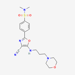 molecular formula C19H25N5O4S B2949287 4-(4-cyano-5-((3-morpholinopropyl)amino)oxazol-2-yl)-N,N-dimethylbenzenesulfonamide CAS No. 941240-58-0