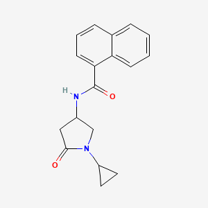molecular formula C18H18N2O2 B2949308 N-(1-cyclopropyl-5-oxopyrrolidin-3-yl)-1-naphthamide CAS No. 1396810-80-2
