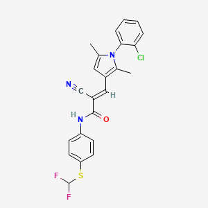 molecular formula C23H18ClF2N3OS B2949312 (E)-3-[1-(2-chlorophenyl)-2,5-dimethylpyrrol-3-yl]-2-cyano-N-[4-(difluoromethylsulfanyl)phenyl]prop-2-enamide CAS No. 328028-03-1