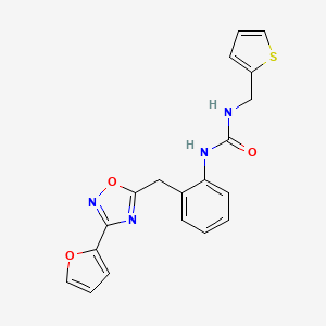 molecular formula C19H16N4O3S B2949316 1-(2-((3-(Furan-2-yl)-1,2,4-oxadiazol-5-yl)methyl)phenyl)-3-(thiophen-2-ylmethyl)urea CAS No. 1797603-33-8