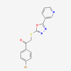 molecular formula C15H10BrN3O2S B2949321 1-(4-Bromophenyl)-2-[(5-pyridin-3-yl-1,3,4-oxadiazol-2-yl)sulfanyl]ethanone CAS No. 327978-84-7