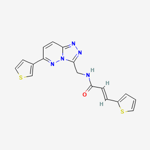 molecular formula C17H13N5OS2 B2949327 (E)-3-(thiophen-2-yl)-N-((6-(thiophen-3-yl)-[1,2,4]triazolo[4,3-b]pyridazin-3-yl)methyl)acrylamide CAS No. 1904626-12-5
