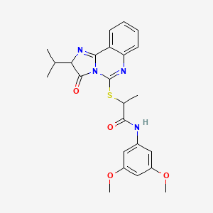 molecular formula C24H26N4O4S B2949328 N-(3,5-dimethoxyphenyl)-2-((2-isopropyl-3-oxo-2,3-dihydroimidazo[1,2-c]quinazolin-5-yl)thio)propanamide CAS No. 1189939-11-4
