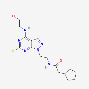 2-cyclopentyl-N-(2-(4-((2-methoxyethyl)amino)-6-(methylthio)-1H-pyrazolo[3,4-d]pyrimidin-1-yl)ethyl)acetamide