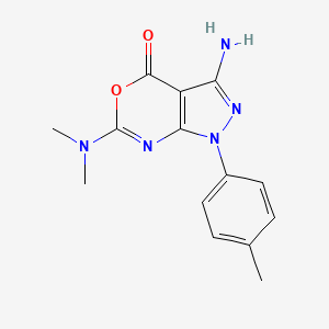 molecular formula C14H15N5O2 B2949339 3-amino-6-(dimethylamino)-1-(4-methylphenyl)pyrazolo[3,4-d][1,3]oxazin-4(1H)-one CAS No. 136860-18-9