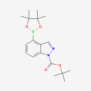 molecular formula C18H25BN2O4 B2949340 tert-butyl 4-(4,4,5,5-tetramethyl-1,3,2-dioxaborolan-2-yl)-1H-indazole-1-carboxylate CAS No. 1446443-06-6