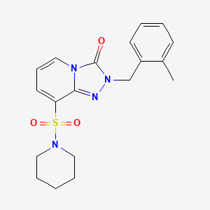 molecular formula C19H22N4O3S B2949342 ethyl 3-{[(4-oxo-7-piperidin-1-ylpyrimido[4,5-d]pyrimidin-3(4H)-yl)acetyl]amino}benzoate CAS No. 1251703-14-6
