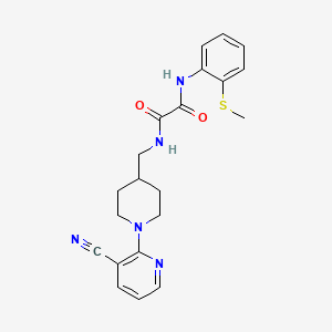 molecular formula C21H23N5O2S B2949345 N1-((1-(3-cyanopyridin-2-yl)piperidin-4-yl)methyl)-N2-(2-(methylthio)phenyl)oxalamide CAS No. 1797570-87-6