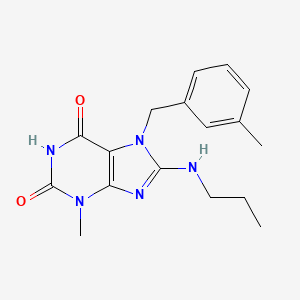 molecular formula C17H21N5O2 B2949361 3-methyl-7-(3-methylbenzyl)-8-(propylamino)-1H-purine-2,6(3H,7H)-dione CAS No. 378212-88-5
