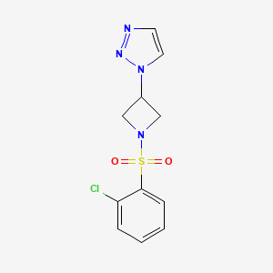 molecular formula C11H11ClN4O2S B2949371 1-(1-((2-chlorophenyl)sulfonyl)azetidin-3-yl)-1H-1,2,3-triazole CAS No. 2034358-72-8