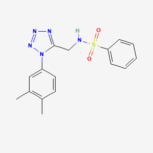 molecular formula C16H17N5O2S B2949377 N-((1-(3,4-dimethylphenyl)-1H-tetrazol-5-yl)methyl)benzenesulfonamide CAS No. 951547-04-9