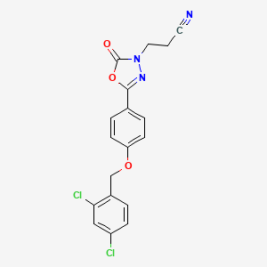 molecular formula C18H13Cl2N3O3 B2949406 3-[5-{4-[(2,4-dichlorobenzyl)oxy]phenyl}-2-oxo-1,3,4-oxadiazol-3(2H)-yl]propanenitrile CAS No. 866152-91-2
