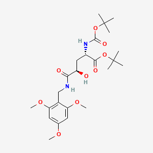 molecular formula C24H38N2O9 B2949416 (2S,4R)-tert-butyl 2-((tert-butoxycarbonyl)amino)-4-hydroxy-5-oxo-5-((2,4,6-trimethoxybenzyl)amino)pentanoate CAS No. 1262523-64-7