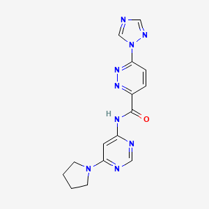 N-(6-(pyrrolidin-1-yl)pyrimidin-4-yl)-6-(1H-1,2,4-triazol-1-yl)pyridazine-3-carboxamide