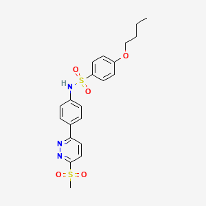 molecular formula C21H23N3O5S2 B2949426 4-butoxy-N-(4-(6-(methylsulfonyl)pyridazin-3-yl)phenyl)benzenesulfonamide CAS No. 921541-92-6