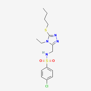 molecular formula C15H21ClN4O2S2 B2949429 N-{[5-(butylsulfanyl)-4-ethyl-4H-1,2,4-triazol-3-yl]methyl}-4-chlorobenzenesulfonamide CAS No. 338422-03-0