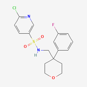 molecular formula C17H18ClFN2O3S B2949438 6-chloro-N-{[4-(3-fluorophenyl)oxan-4-yl]methyl}pyridine-3-sulfonamide CAS No. 1624695-07-3