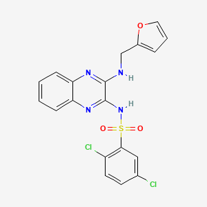 molecular formula C19H14Cl2N4O3S B2949440 2,5-dichloro-N-(3-((furan-2-ylmethyl)amino)quinoxalin-2-yl)benzenesulfonamide CAS No. 714232-81-2
