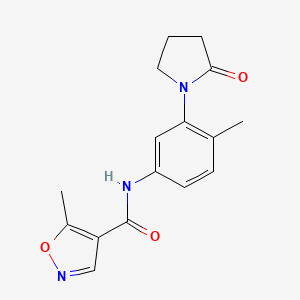 molecular formula C16H17N3O3 B2949459 5-methyl-N-(4-methyl-3-(2-oxopyrrolidin-1-yl)phenyl)isoxazole-4-carboxamide CAS No. 1428372-99-9